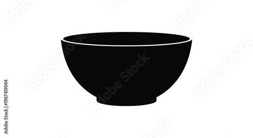 A simple black bowl isolated on a white background silhouette