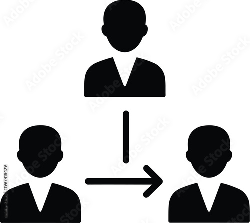 Business hierarchy and delegation a simple icon representing management structure