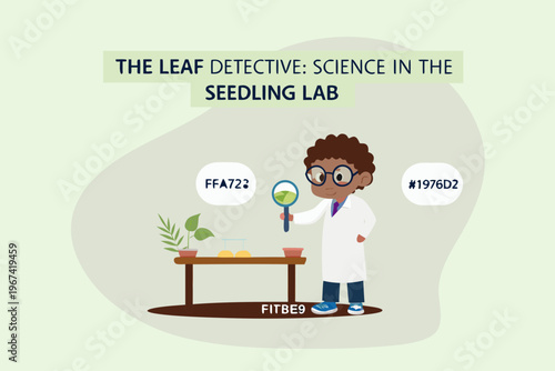 A young scientist investigates plant life in a seedling laboratory setting