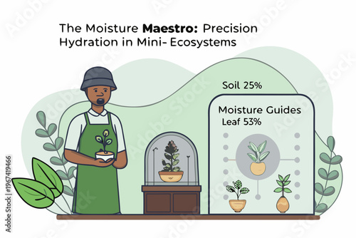 The moisture maestro a gardener tending to miniature plant ecosystems