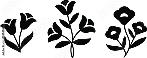 Tulip flower arrangements silhouette icon