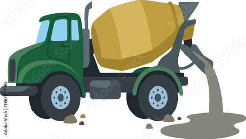 cement truck pouring