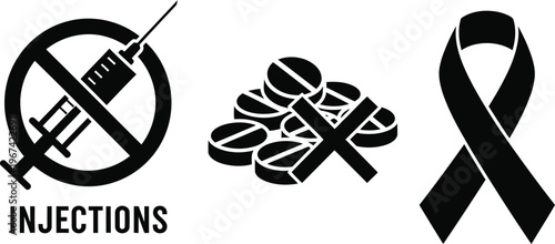 No injections, no drugs, and a black ribbon representing support or awareness