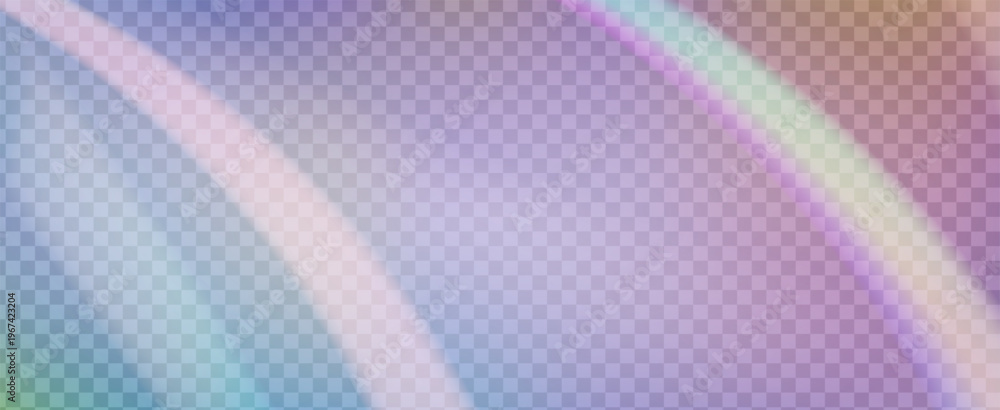 Obraz premium Iridescent Prism Background. Rainbow Light Leak Effect. Sunburst Through A Glass Lens With Bokeh Streaks And Hologram Flare. Iridescent Crystal Prism Background With Light.