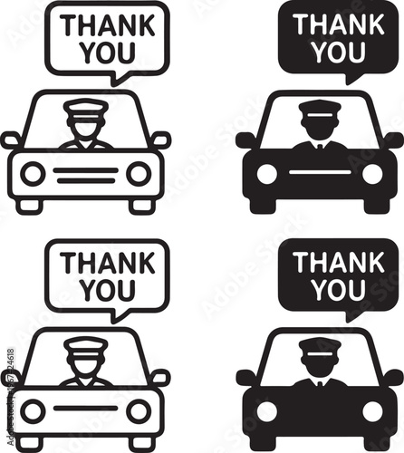 Isolated Driving Service Thank You Icon, Driving Service Thank You icon, Driving Service vector, appreciation design, driver support, service gratitude, transport worker, thank you concept