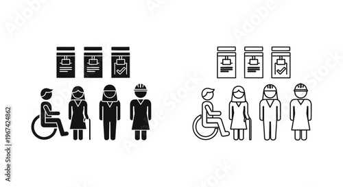 Accessible Restrooms Signs and Symbols for Disability Awareness Vector