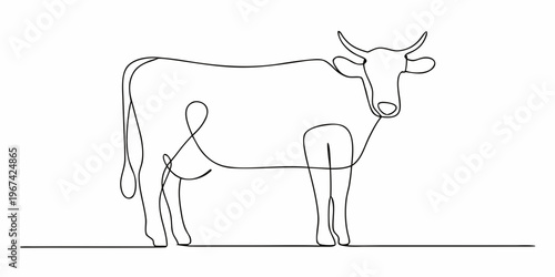 Continuous line drawing of a cow s profile simple and minimalist style
