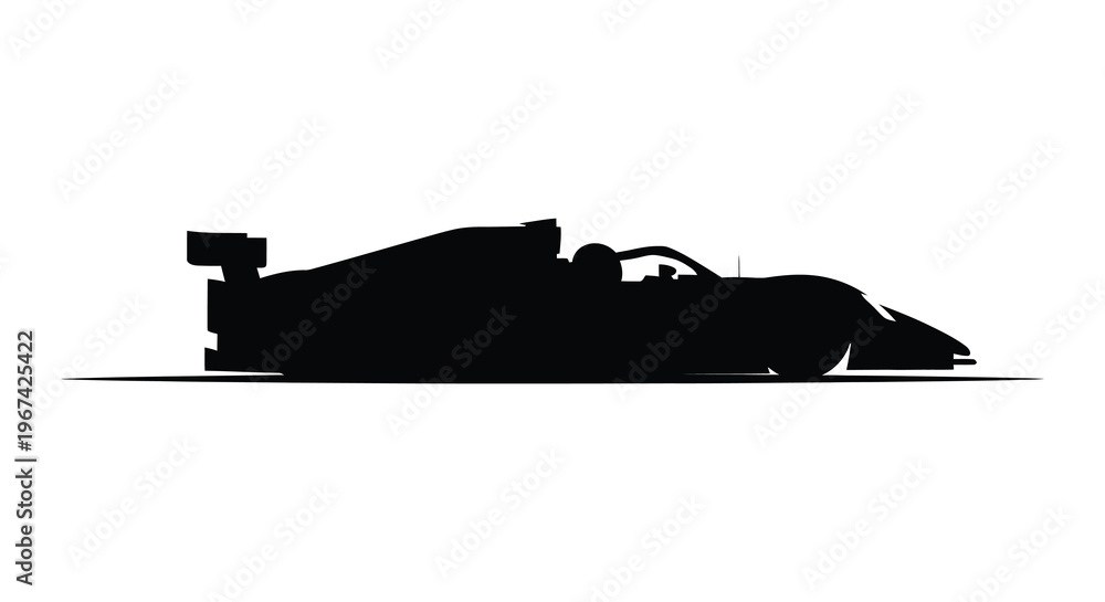 Obraz premium A black silhouette of a formula one racing car on a white background