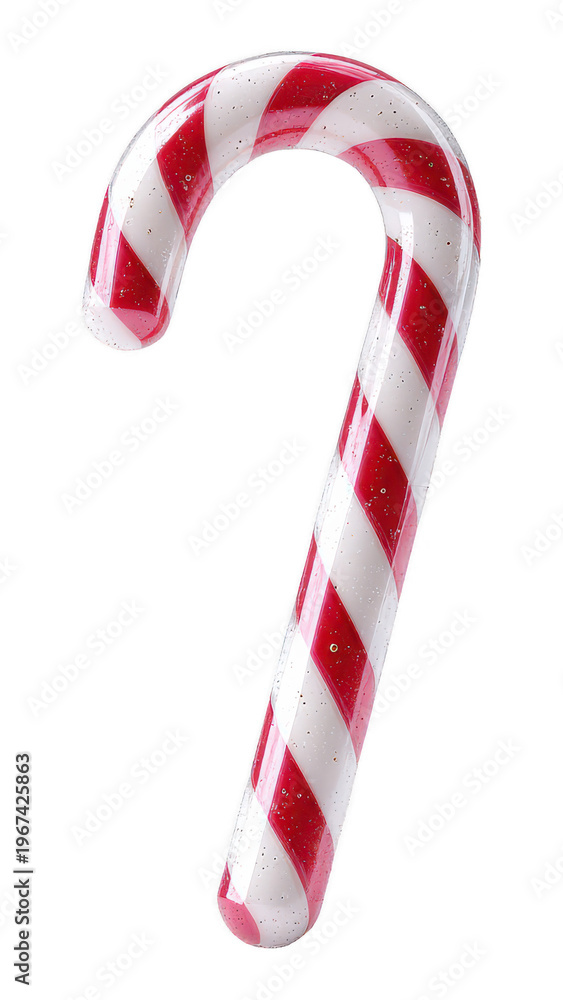 Obraz premium Festive Red and White Candy Cane on White Background