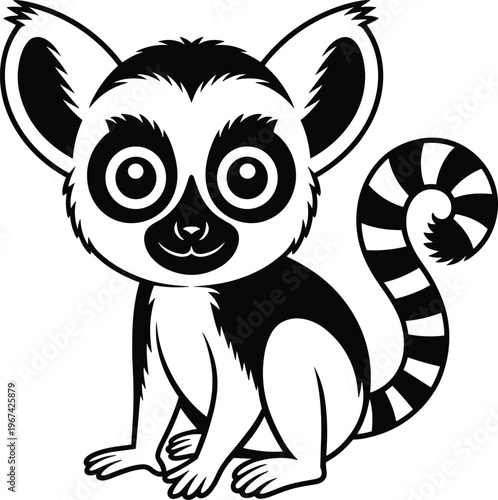 Black and white of a surprised cartoon dog with spiky ears surprised expression wide eyes des