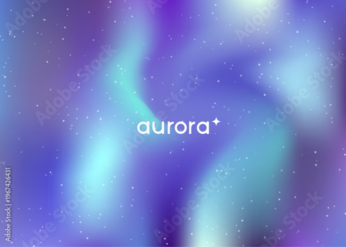 Aurora Light Gradient. Borealis Gradient Blur. Night Poster With Holographic Gradation Color. Northern Aurora Light. Green, Blue And Purple Abstract Sky. Dreamy Finland Landscape With Magical Fog.