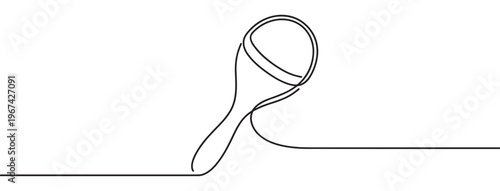Simple black line drawing of a maraca, a musical instrument, on a clean white surface