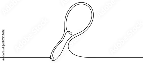 Single continuous line drawing of a cooking spoon with a long handle, presented in a minimalist art style