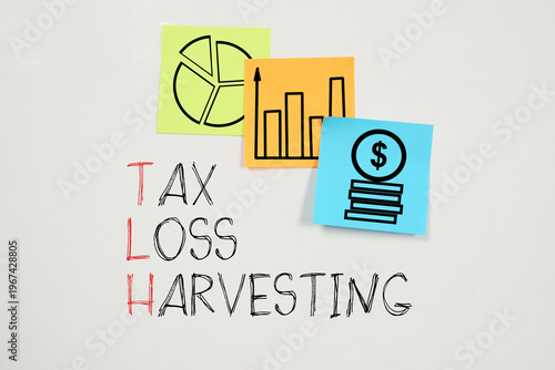 Tax Loss Harvesting TLH Concept with Investment Strategy, Capital Loss Offset, Portfolio Optimization, Tax Reduction, Financial Planning and Wealth Management in Stock Market Investing