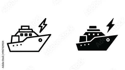 Illustrations of ships struck by lightning bolts symbolizing electrical or power issues