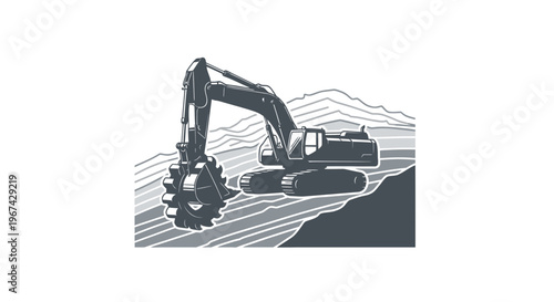Heavy Machinery Excavation Work in Landscape Construction