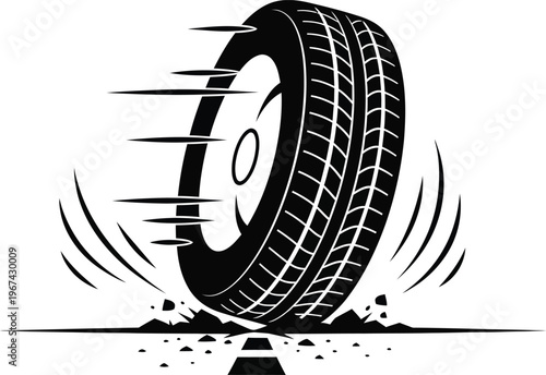 Dynamic tire generating friction and movement on a road surface