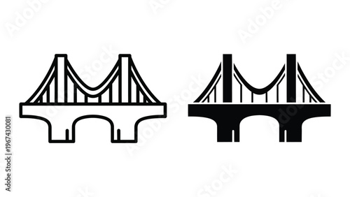 Comparison of two suspension bridge design styles with different deck and cable emphasis