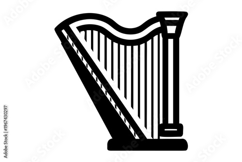 harp musical instrument silhouette illustration for classical music orchestral and elegant design