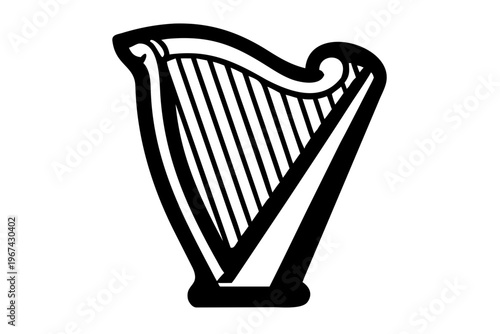 harp musical instrument silhouette illustration for classical orchestra music design