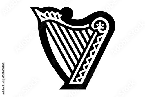 harp musical instrument silhouette illustration for classical orchestra music design