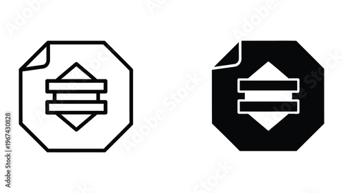 Contrast between a white and black version of a document icon with a balance scale symbol