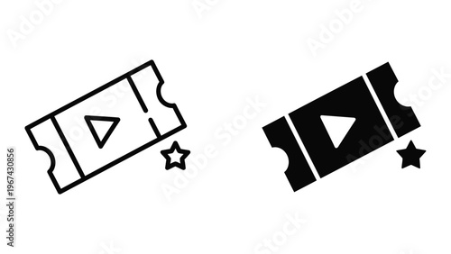 Contrast of vintage ticket stubs with different fill styles and star symbols