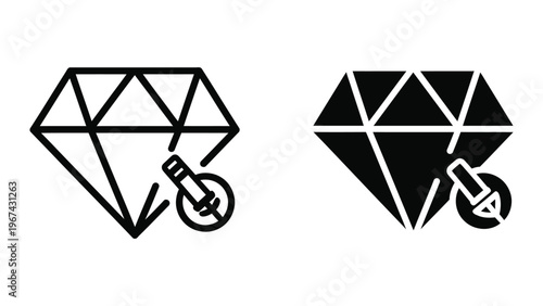 Contrasting graphical representations of a diamond with a luggage tag symbol