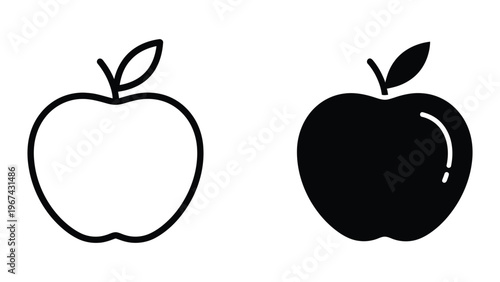 Contrasting styles of simple apple illustrations side by side