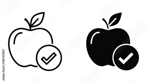 Comparison of a light and dark apple icon with approval checkmarks