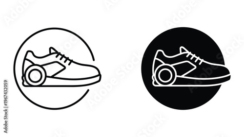 Contrast of classic and modern sneaker icons in circular badges