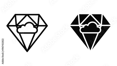 Comparison of cloud storage logos with geometric and solid designs within diamond shapes