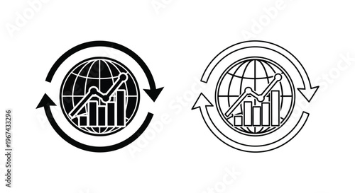 Global Business Cycle Graphs Vector