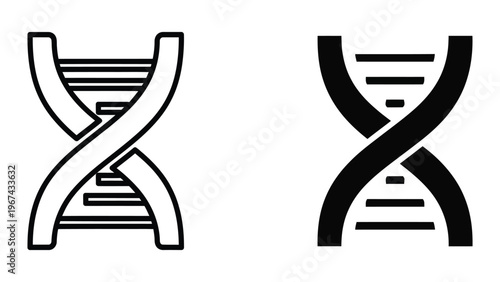 Comparison of dna helix representations in different line styles and contrasts