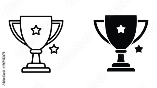 Contrast between a white and black trophy icon with stars