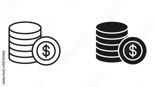 Comparison of traditional and digital currency stacks with coins