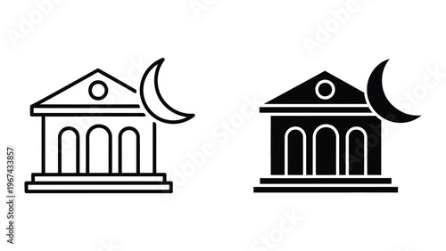 Contrast between a classical library and a gothic nocturnal library symbol