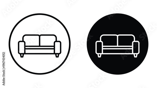 Contrast between light and dark themed icons of a three-seater sofa