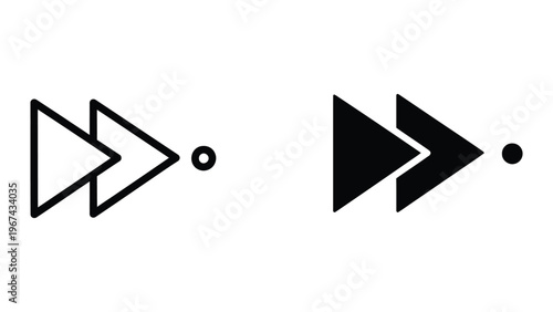 Comparison of outline and filled play pause media control buttons with dots indicating functionality