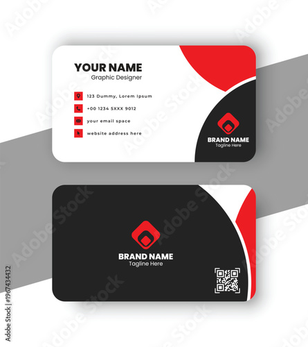 Modern Corporate Business Card Template with QR Code
