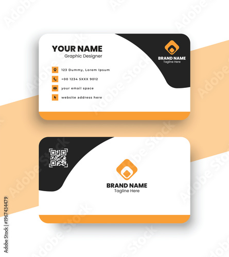 Modern Corporate Business Card Template with QR Code