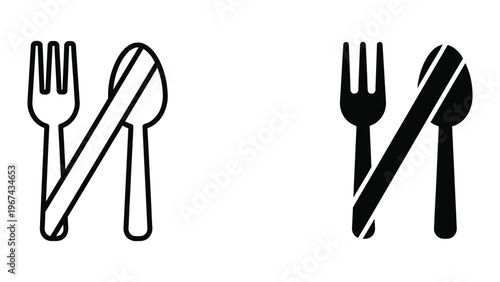 Contrasting styles of utensils: a classic silverware set and a modern bold design