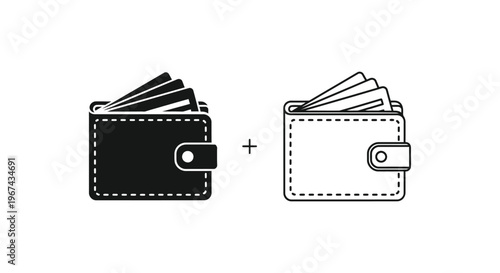wallet and plus sign combination Vector