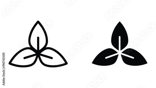 Comparison of outlined and filled three-leaf clover symbols with central stem