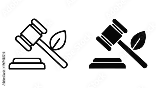 Contrast of traditional and modern justice symbols with nature elements