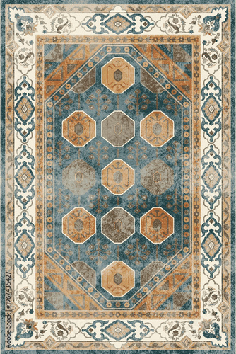 Fotografie Navajo and kilim printed Carpet with trending colors and texture in high resolut