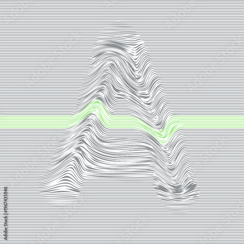 Wallpaper Mural Stylized letter A formed by wavy horizontal lines with a green band, creating a 3D wave distortion effect and modern typographic abstraction. Torontodigital.ca