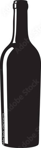 Black silhouette of a generic bottle, unlabeled container for liquids, classic beverage packaging logo