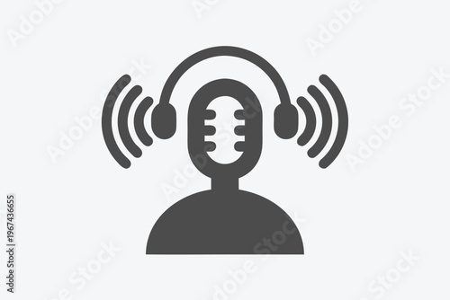 Abstract AI voice symbol, smart assistant icon with sound waves, conveying futuristic communication technology