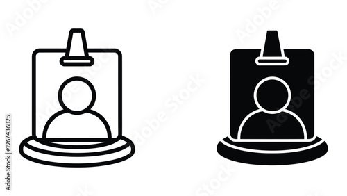 Contrast between visible and obscured identity icons on pedestals